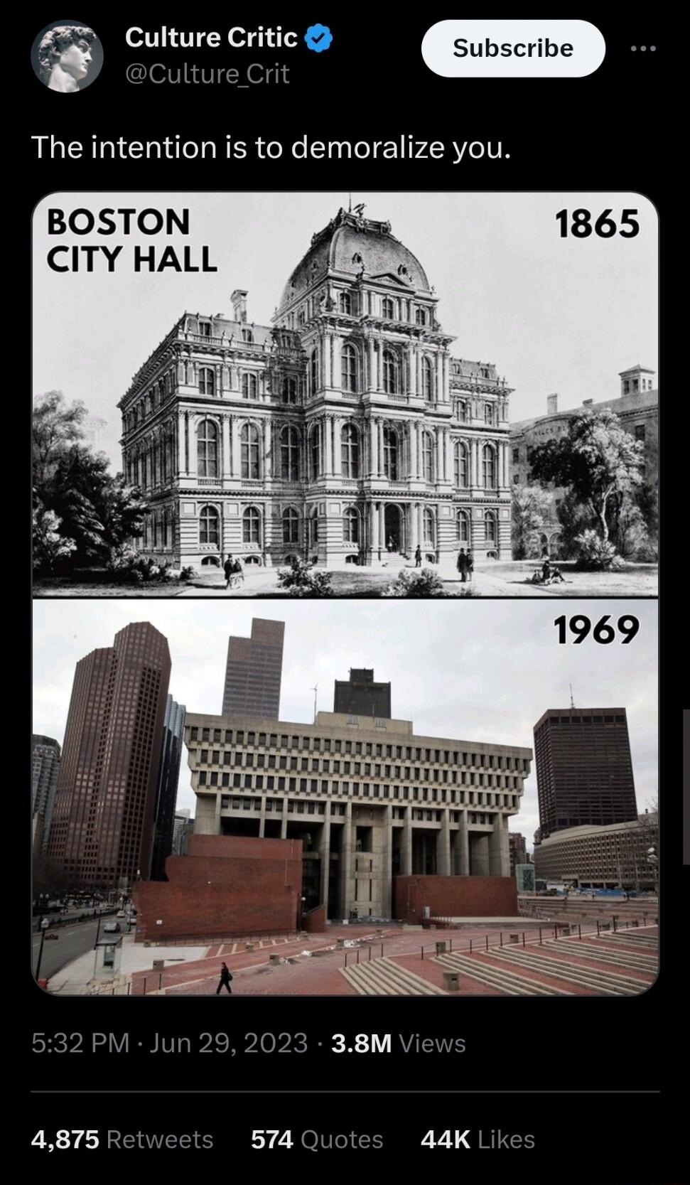 Culture Critic The intention is to demoralize you BOSTON CITY HALL 4875 574 44K