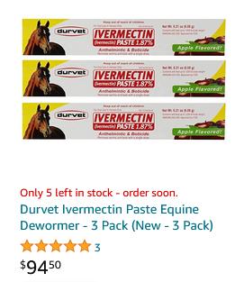Only 5 leftin stock order soon Durvet Ivermectin Paste Equine Dewormer 3 Pack New 3 Pack