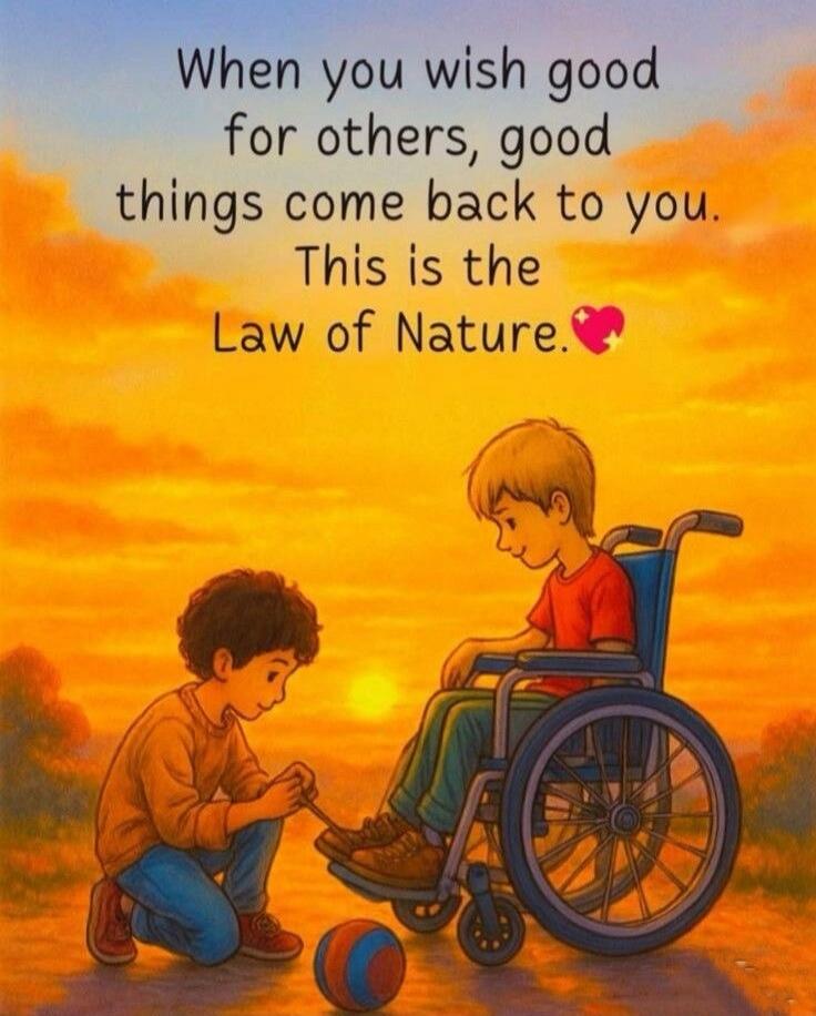 When you wish good for others, good things come back to you. This is the Law of Nature.