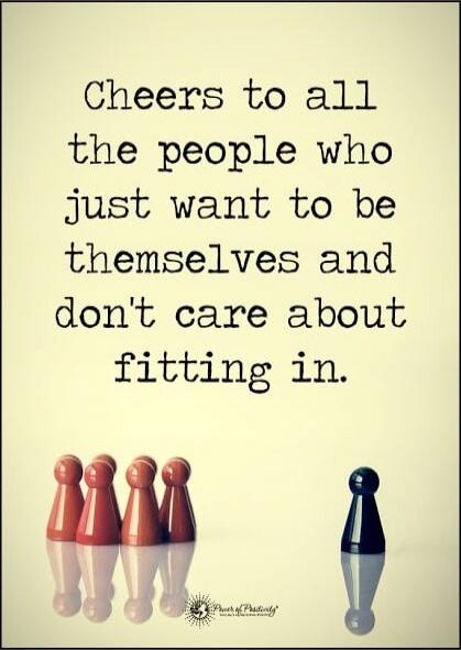 Cheers to all the people who just want to be themselves and don't care about fitting in.