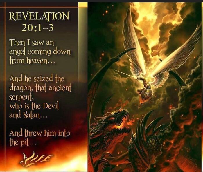 REVELATION 201 3 Then I saw an ange coming down from heaven And he seized fhe dragon that ancient serpent who is the Devi and Safan And threw him info the pit e R V ez M v NF G