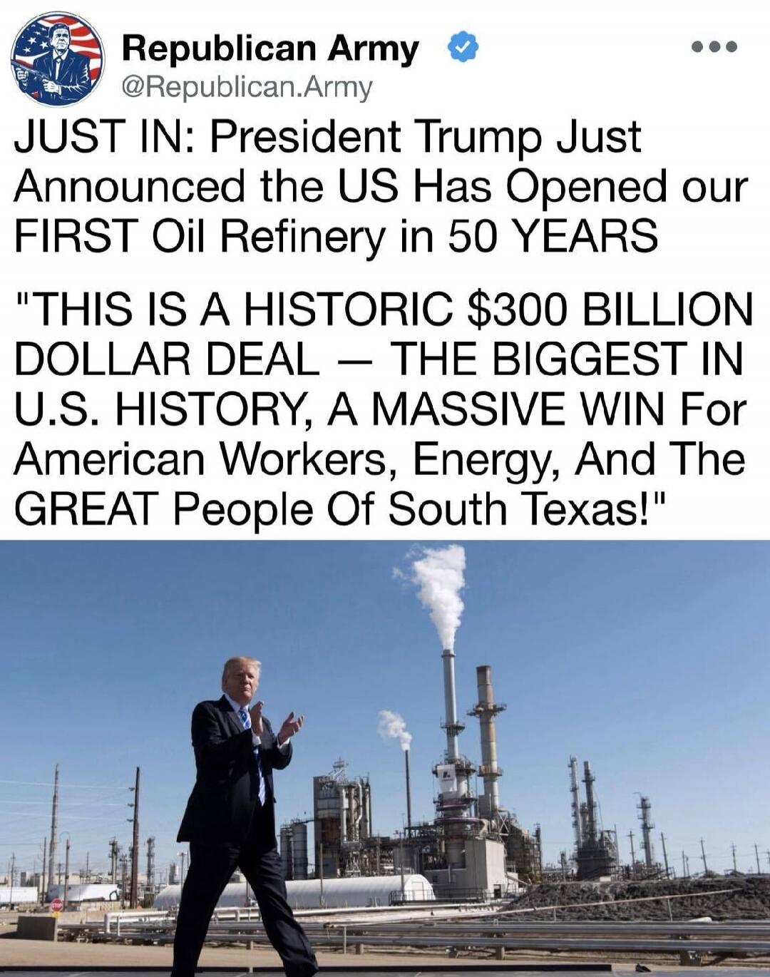 JUST IN: President Trump Just Announced the US Has Opened our FIRST Oil Refinery in 50 YEARS 