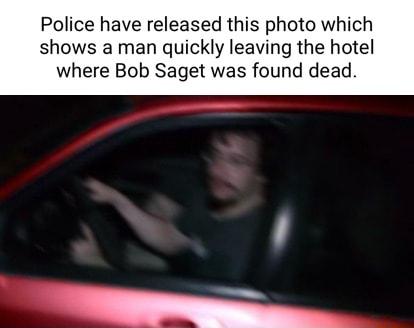 Police have released this photo which shows a man quickly leaving the hotel where Bob Saget was found dead