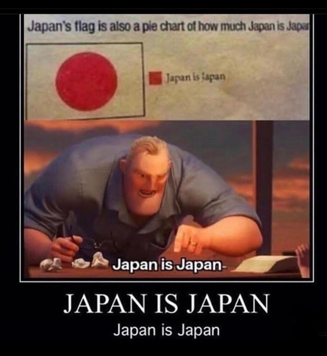 Japans fiag is aiso a pie chart of how much Japan is Japa N N J W t japanis Japan A JAPAN IS JAPAN NETo I WEINFEToF 1g