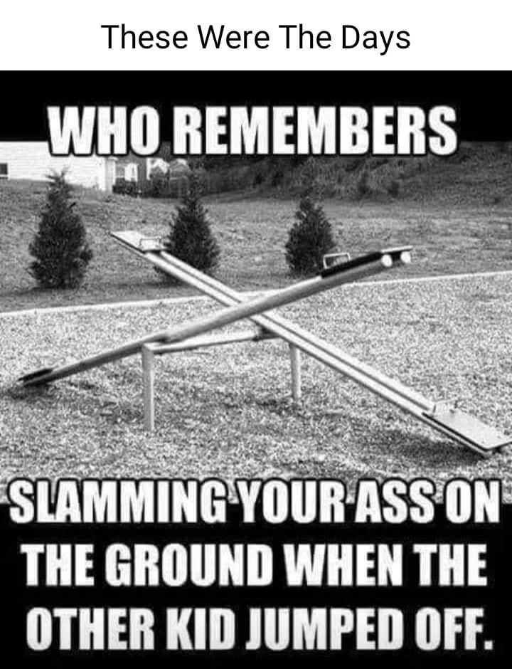 These Were The Days WHO REMEMBERS THE GROUND WHEN THE OTHER KID JUMPED OFF