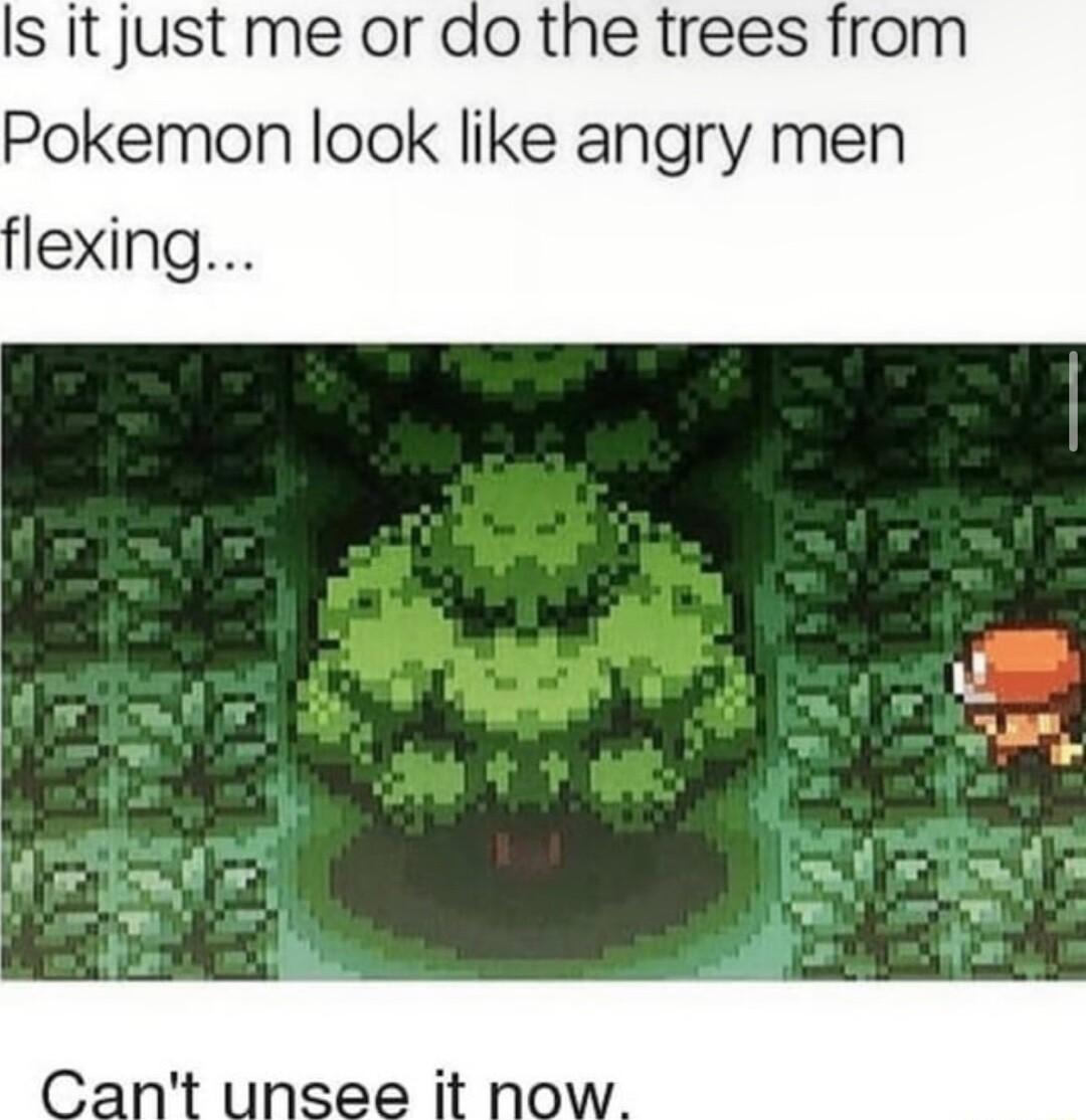 Is it just me or do the trees from Pokemon look like angry men lexing
