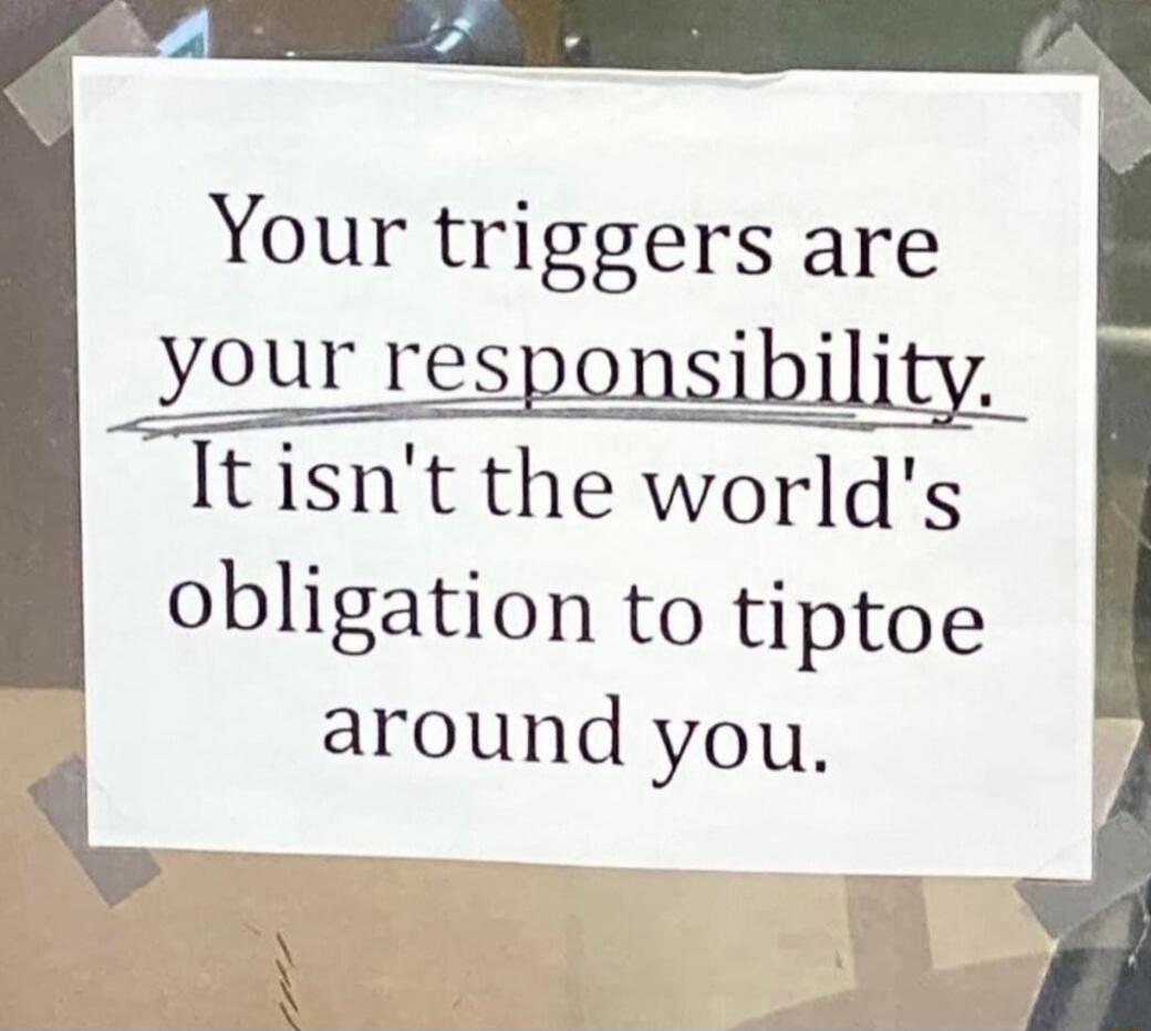 Your triggers are your res ility Itisnt the worlds obligation to tiptoe around you