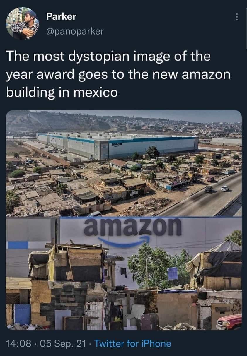 Parker GERGIET T The most dystopian image of the year award goes to the new amazon building in mexico 1408 05 Sep 21 Twitter for iPhone