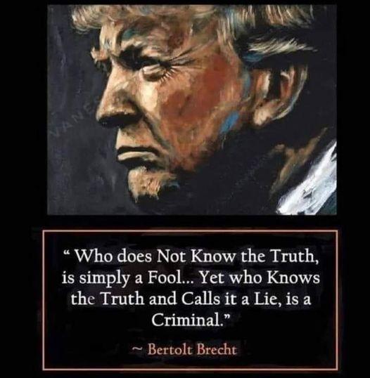 Who does Not Know the Truth is simply a Fool Yet who Knows the Truth and Calls it a Lie is a Criminal Bertolt Brecht