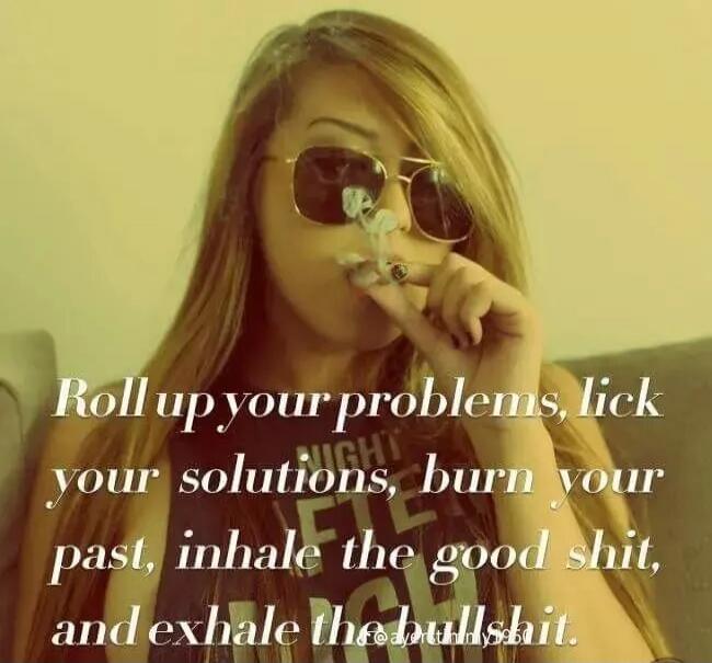 Roll up your problems, lick your solutions, burn your past, inhale the good shit, and exhale the bullshit.