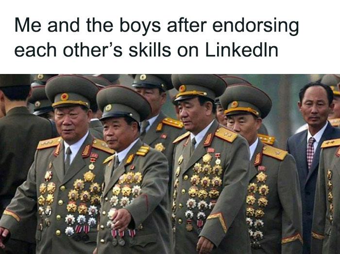 Me and the boys after endorsing each others skills on LinkedIn