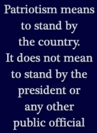 Patriotism means to stand by the country. It does not mean to stand by the president or any other public official