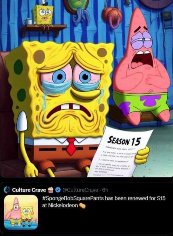 SpongeBobSquarePants has been renewed for S15 at Nickelodeon y