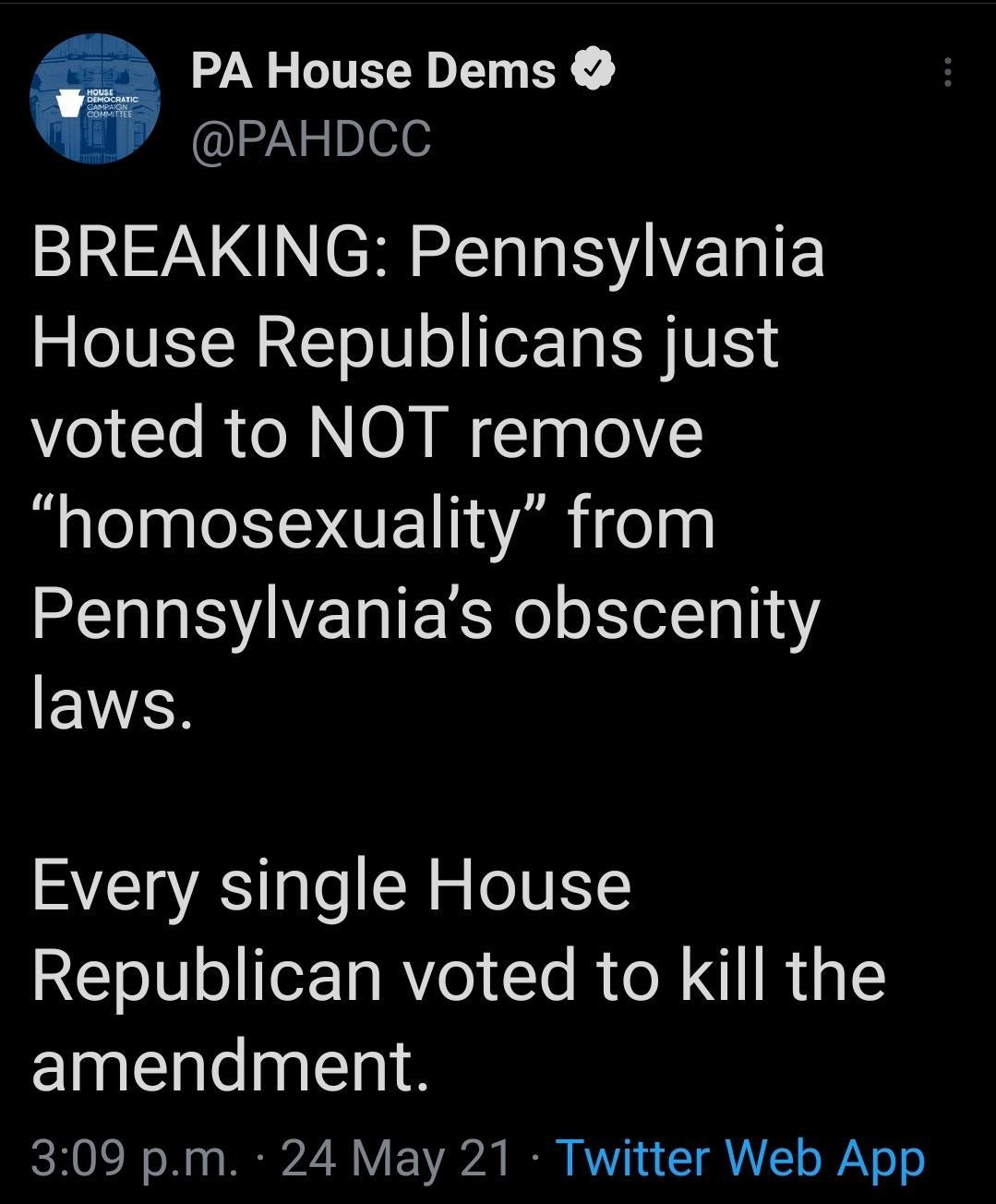 N LT T EY UV PAHDCC I N C Ta SVEIE House Republicans just voted to NOT remove homosexuality from SENISVEIE el o Iol1a114Y EWWLE Every single House Republican voted to kill the amendment CHOLSN o o o WEI22 3 F 120240 R RV o TGR VATY o Q2N o o