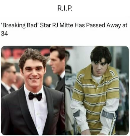 R.I.P. 'Breaking Bad' Star RJ Mitte Has Passed Away at 34