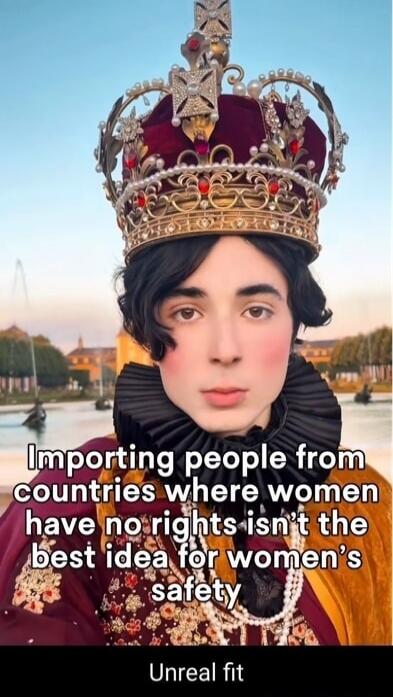 Importing people from countries where women have no rights isn't the best idea for women's safety
Unreal fit