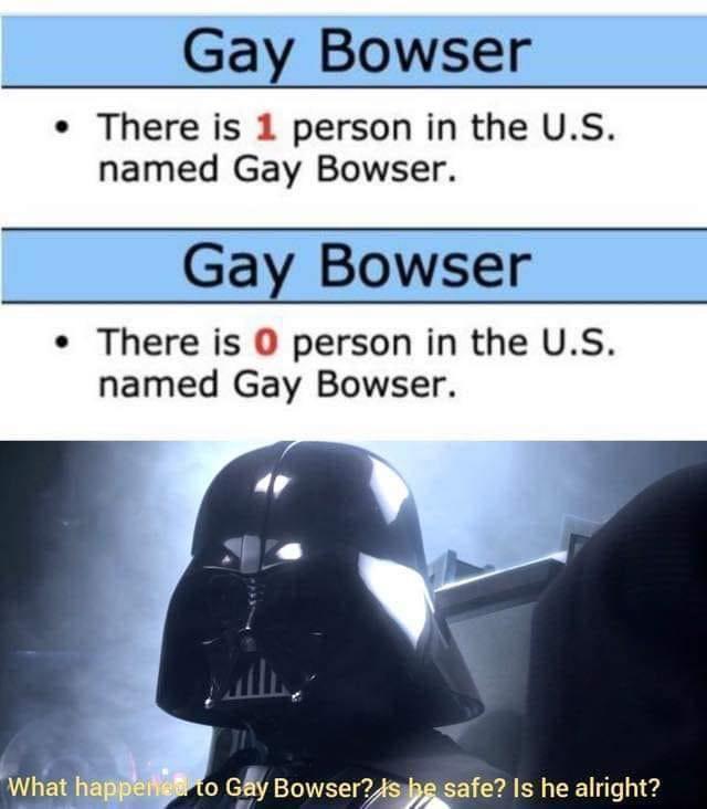 Gay Bowser There is 1 person in the US named Gay Bowser Gay Bowser There is 0 person in the US named Gay Bowser