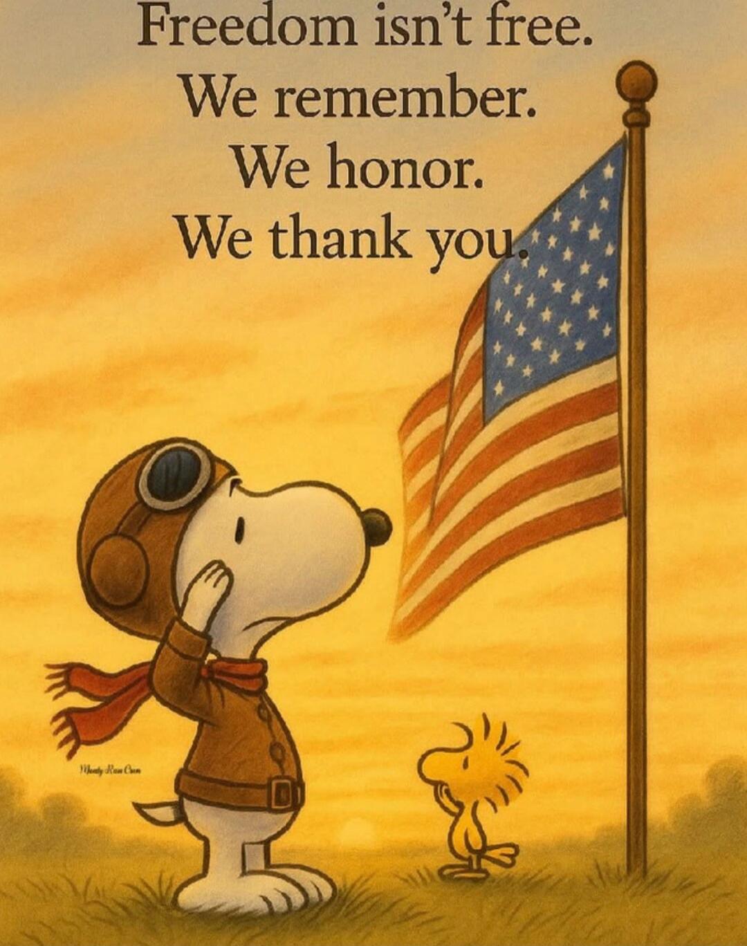 Freedom isn't free. We remember. We honor. We thank you.