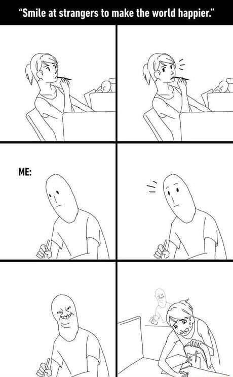 Smile at strangers to make the world happier