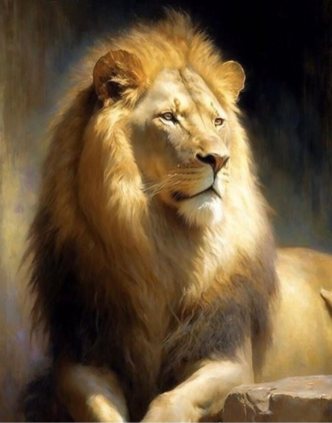 A portrait of a lion (artistic painting).