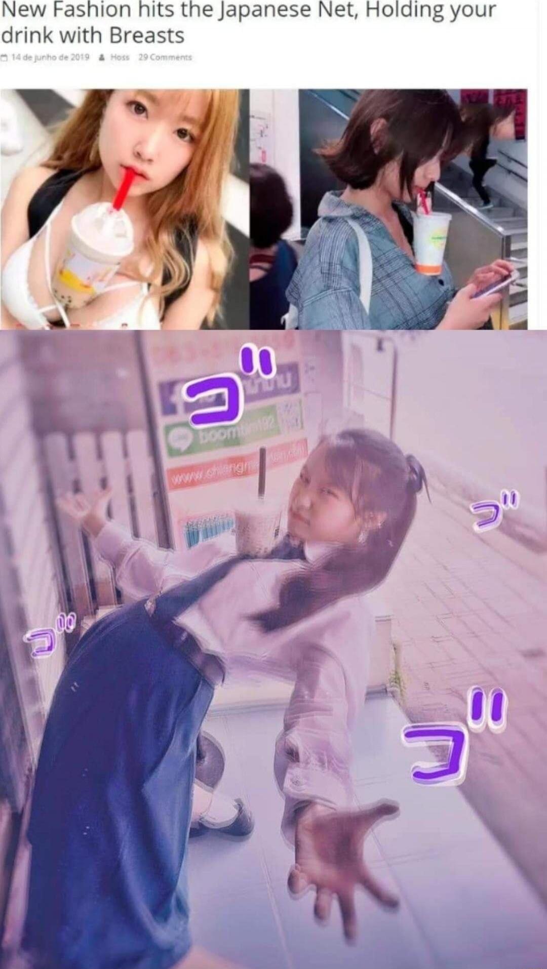 New Fashion hits the Japanese Net, Holding your drink with Breasts
ゴゴゴ