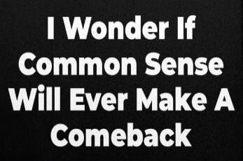 I Wonder If Common Sense Will Ever Make A Comeback
