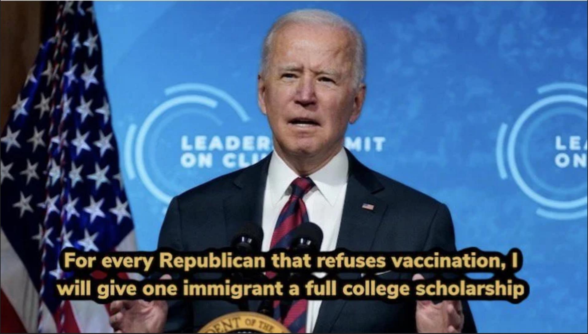 For every Republlcan that refuses vaccmatlon IRV glve one mmlgrant a full college scholarshlp N T e