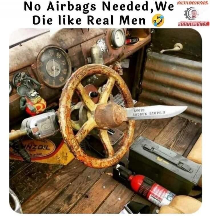 No Airbags Needed, We Die like Real Men 😂. AVOID SUDDEN STOPS!!