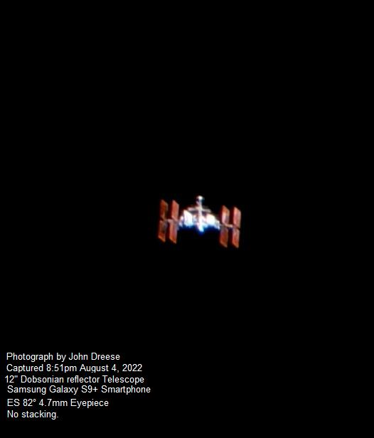 Photograph by John Dree Captured 8 51pm Auqust 4 2022 12 Dobsonian relector Telescope Samsung Galaxy 53 Smartphone ES 82 4 7mm Eyepiece No stacking