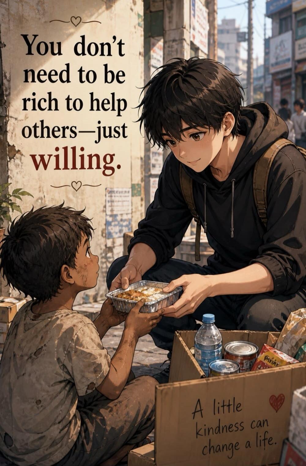 You don't need to be rich to help others—just willing. A little kindness can change a life.