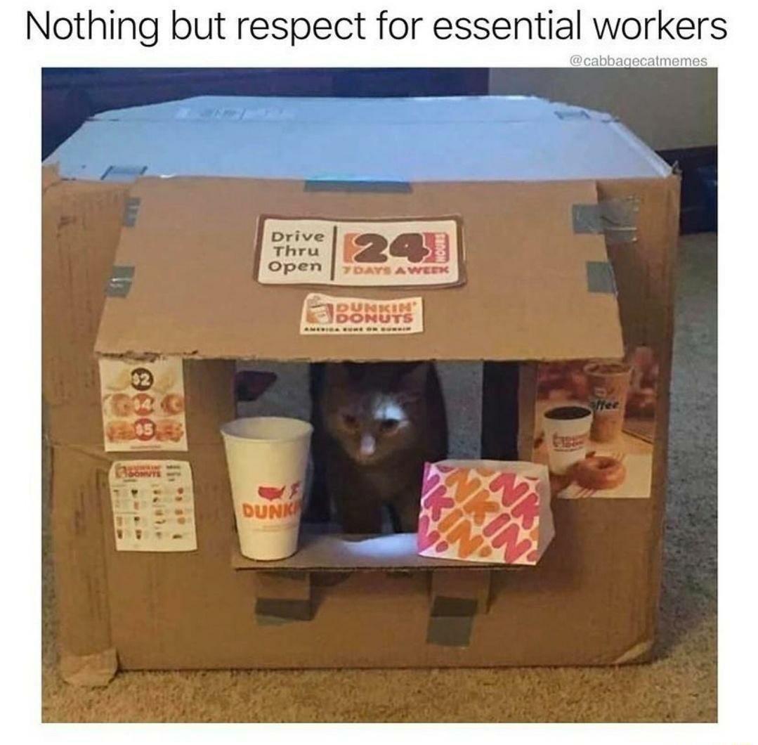 Nothing but respect for essential workers cabbagecatmemes Drive Thru open