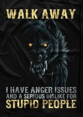 WALK AWAY I HAVE ANGER ISSUES AND A SERIOUS DISLIKE FOR STUPID PEOPLE