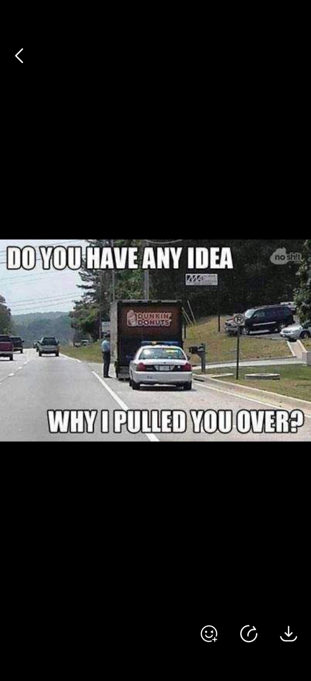 DO YOU HAVE ANY IDEA WHY I PULLED YOU OVER? no shit