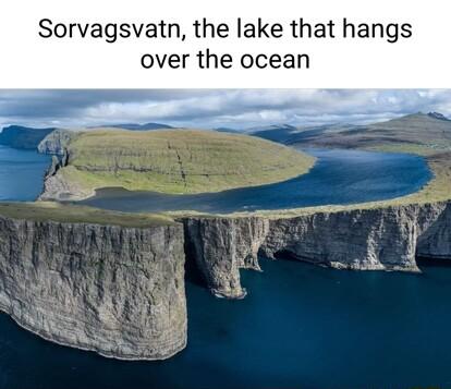 Sorvagsvatn the lake that hangs over the ocean