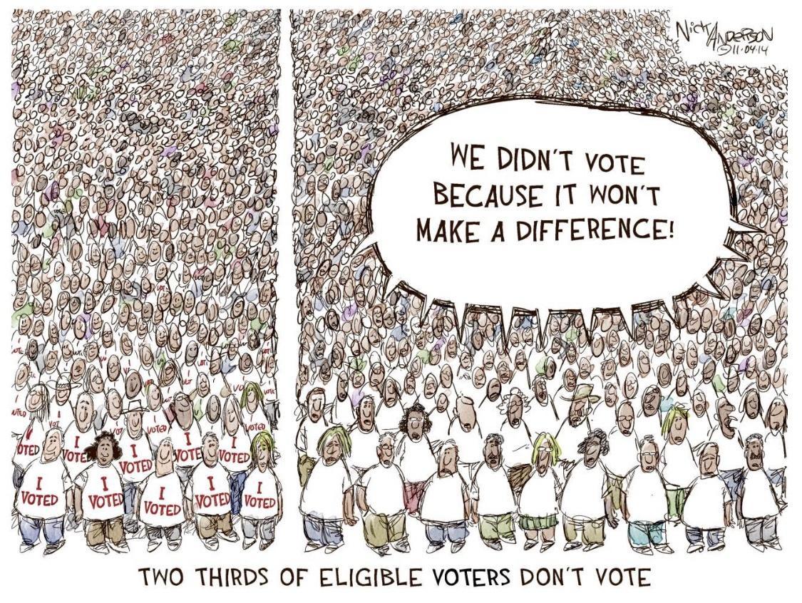 WE DIDNT vote BECAUSE T WONT MAKE A DIFFERENCE