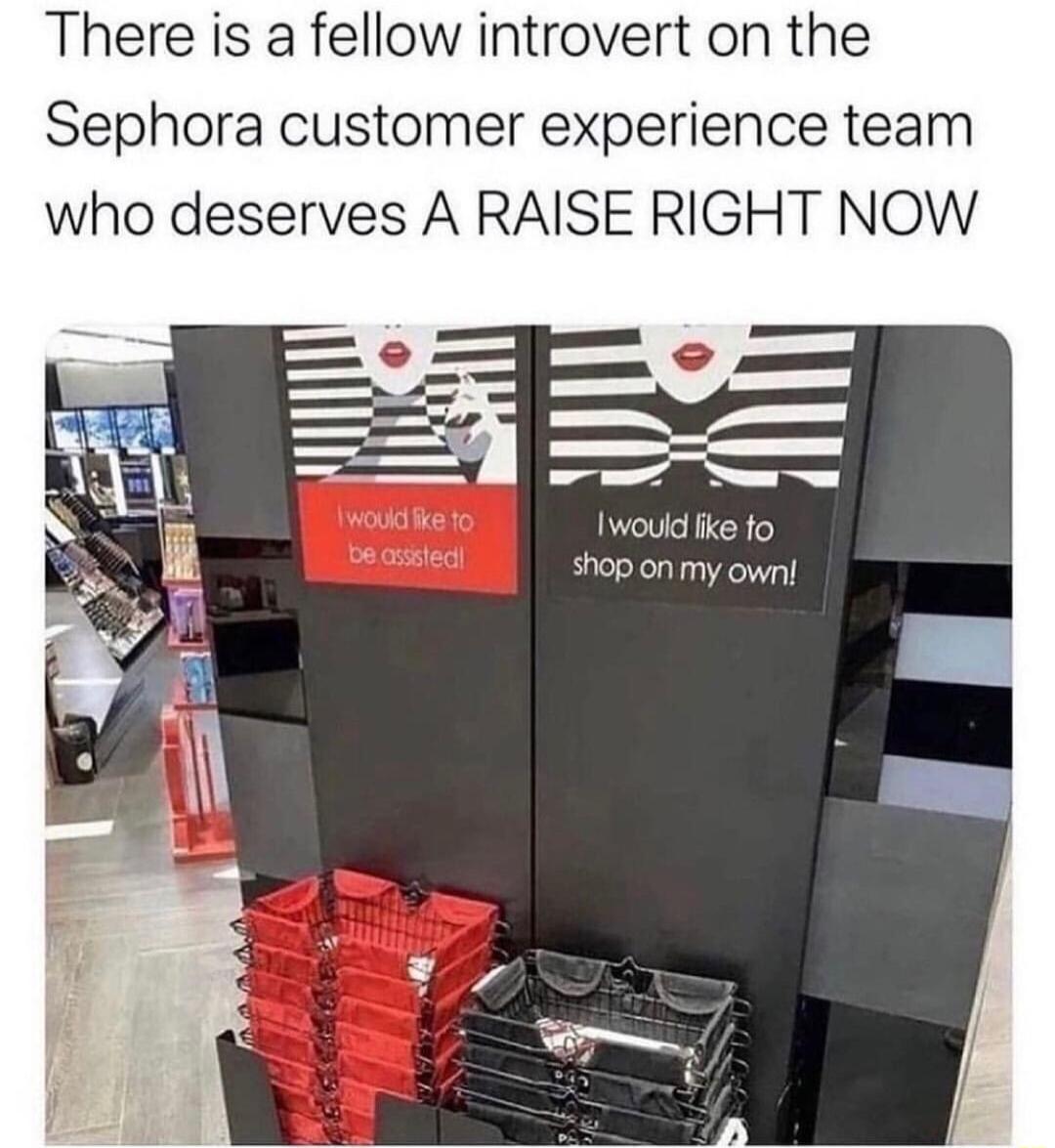 There is a fellow introvert on the Sephora customer experience team who deserves A RAISE RIGHT NOW shop on my ownl