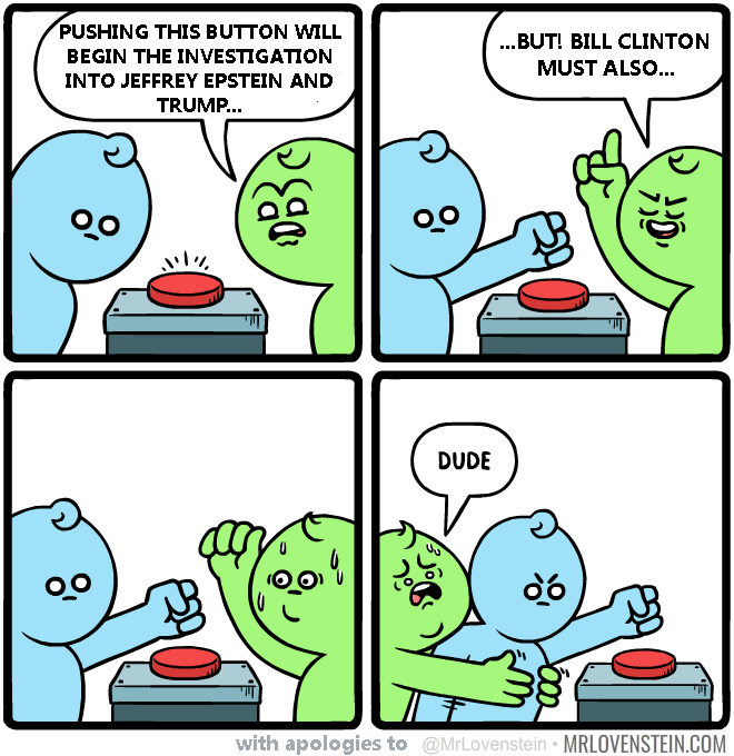 PUSHING THIS BUTTON WILL BEGIN THE INVESTIGATION INTO JEFFREY EPSTEIN AND BUT BILL CLINTON MUST ALSO RLOVENSTEIN