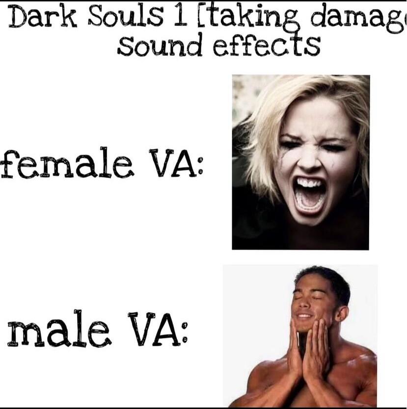 Dark Souls 1 taking damag Sound effects n female VA male VA