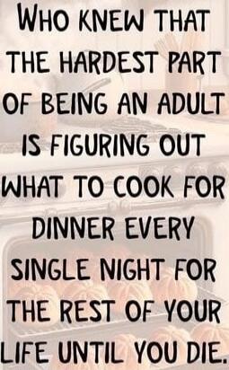 Who knew that the hardest part of being an adult is figuring out what to cook for dinner every single night for the rest of your life until you die.