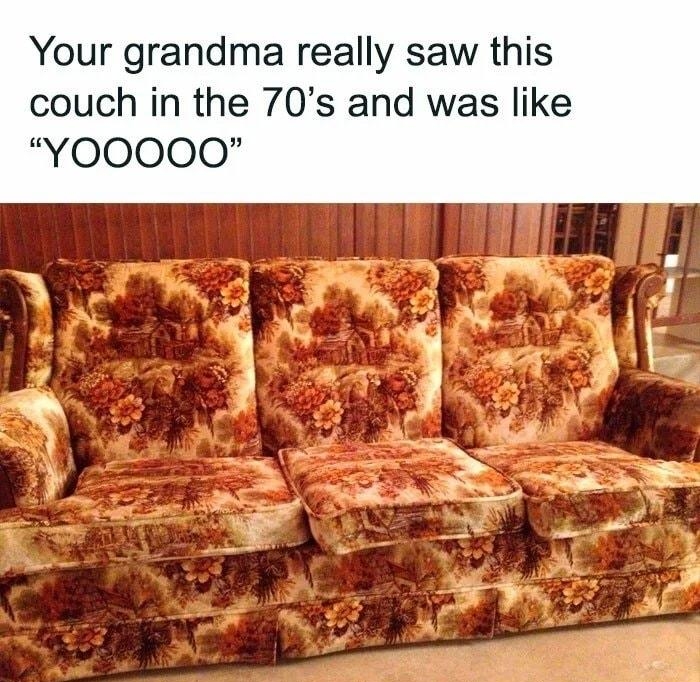 Your g ma really saw this couch in the 70s and was like YOOOO00 3 I g i b j A 3 A t _ SN boredpandaiedin