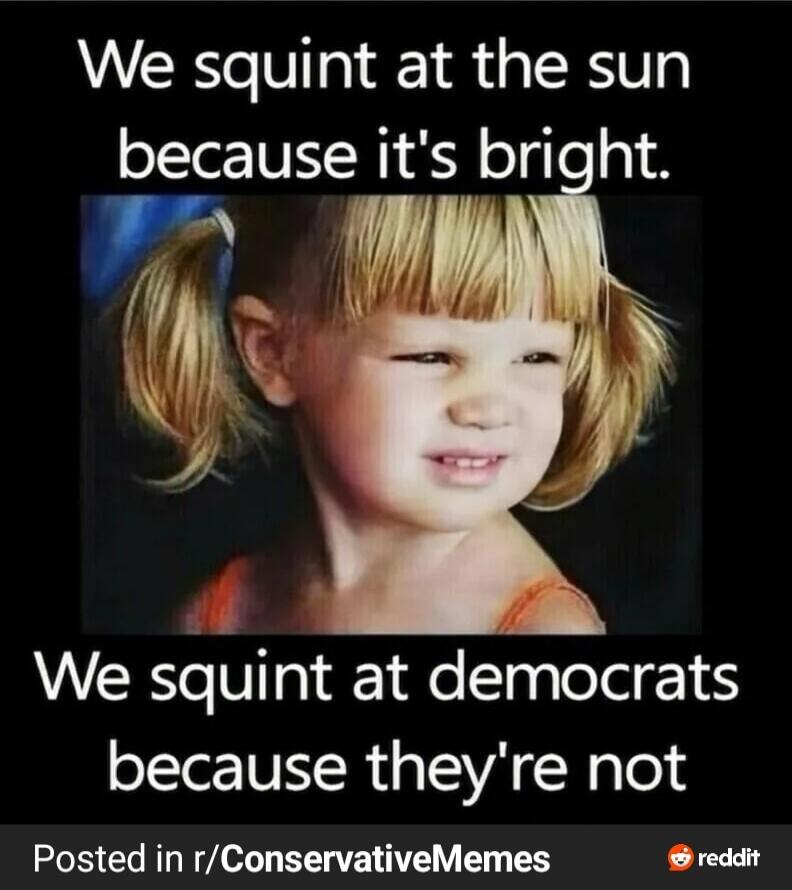 We squint at the sun because it's bright. We squint at democrats because they're not