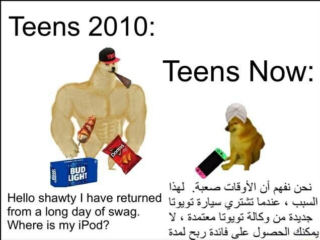 Teens 2010 Teens Now 13 Aamea il n i Hello shawty have returned 3 5 e from a long day of swag Yes 5 Where i iPod ere is my i m o