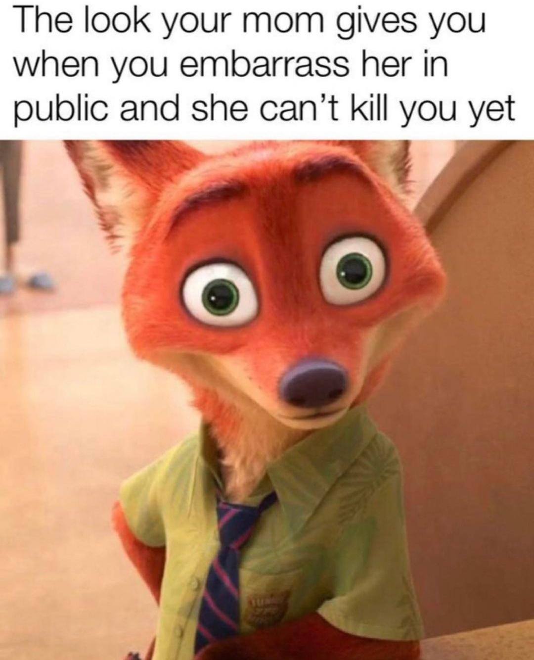 The look your mom gives you when you embarrass her in public and she cant kill you yet