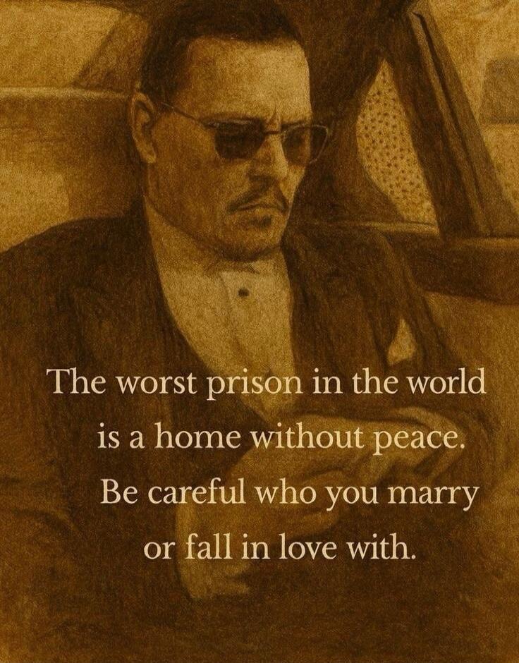 The worst prison in the world is a home without peace. Be careful who you marry or fall in love with.