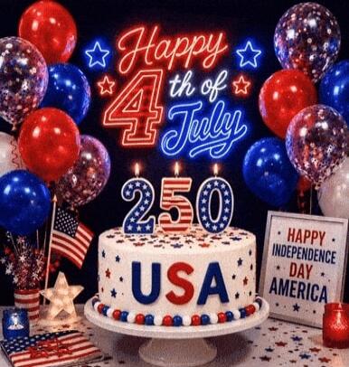 Happy 4th of July 250 USA Happy Independence Day America