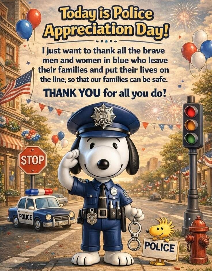 Today is Police Appreciation Day!

I just want to thank all the brave men and women in blue who leave their families and put their lives on the line, so that our families can be safe.

THANK YOU for all you do!