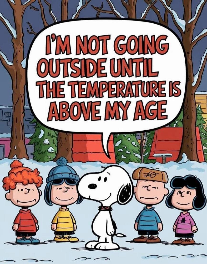 I'M NOT GOING OUTSIDE UNTIL THE TEMPERATURE IS ABOVE MY AGE