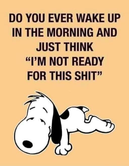 DO YOU EVER WAKE UP IN THE MORNING AND JUST THINK 'I'M NOT READY FOR THIS SHIT'
