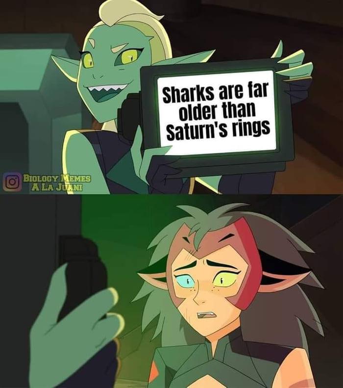 Q 7o k sharks are Iar older than salurn s 1ings Hrs