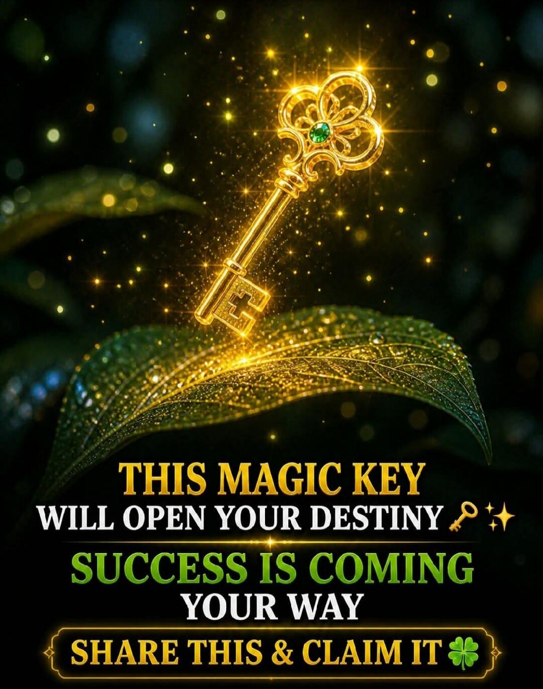 THIS MAGIC KEY WILL OPEN YOUR DESTINY SUCCESS IS COMING YOUR WAY SHARE THIS & CLAIM IT